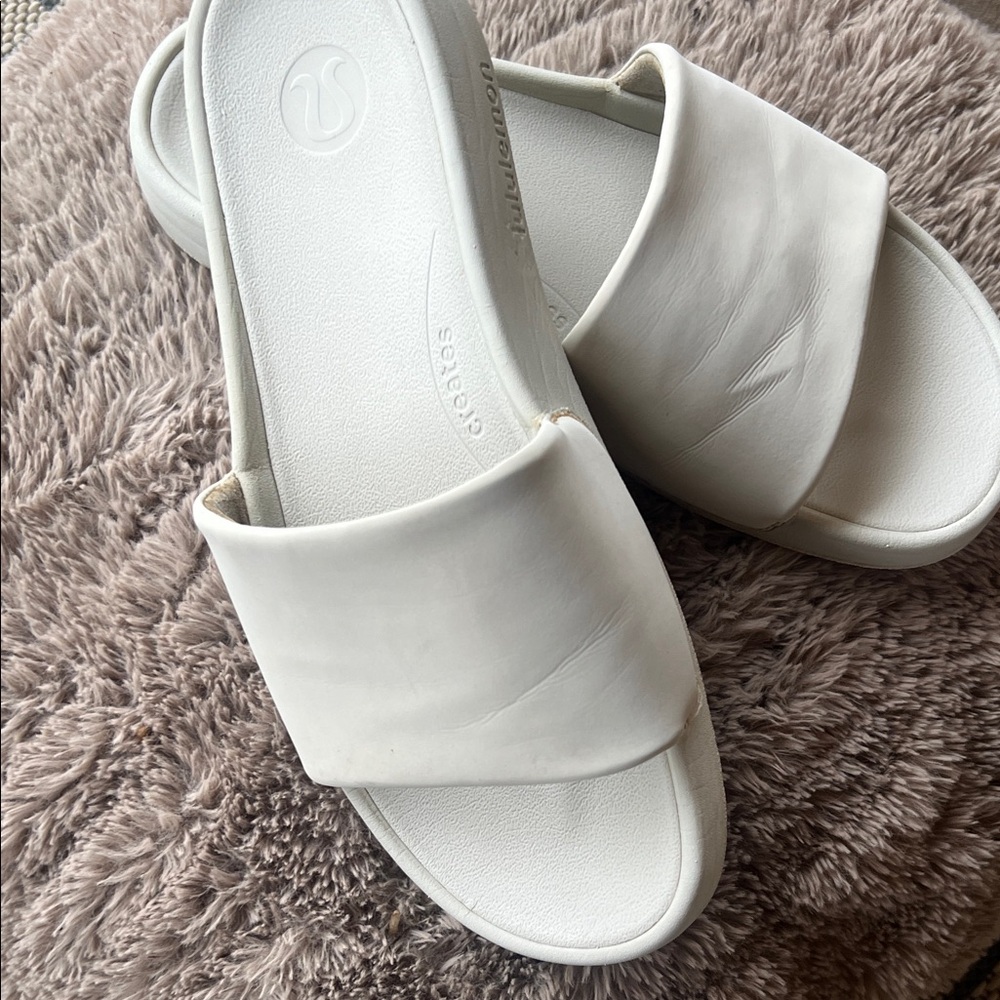 lululemon athletica Cream Slide Sandals - Women's Slip-On Comfort - Picture 11 of 12